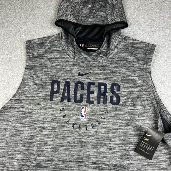 Nike Indiana Pacers Hoodie Mens 2XL Gray Sleeveless Dri Fit Engineered NBA NWT